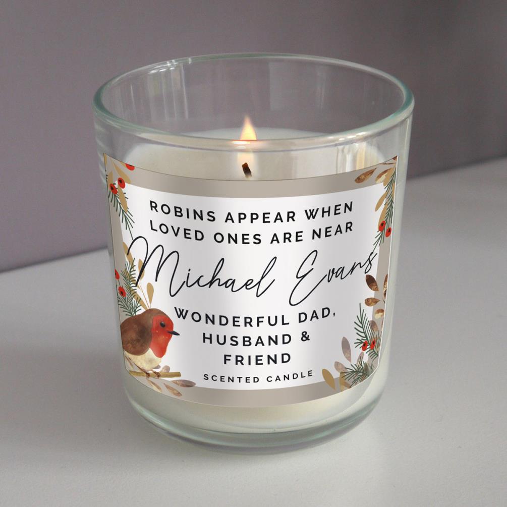 Personalised Robins Appear Memorial Scented Jar Candle Extra Image 2